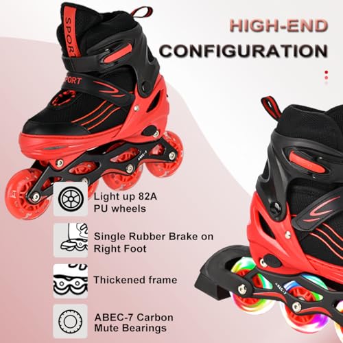 Purple Black Adjustable Kids Light Up Inline Skates Y112308