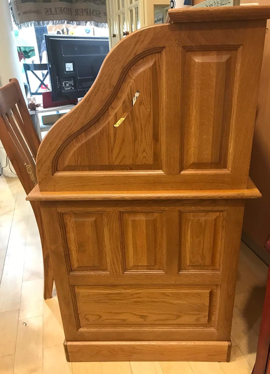 Solid Oak Wood 54 inch Roll Top Desk I197