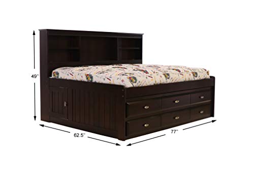 Full Espresso Bookcase Daybed with 6 Drawers B68333