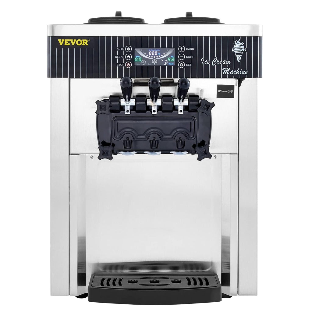 Silver Commercial Ice Cream Machine 5.3 to 7.4Gal per Hour 3 Flavors 2200W P897