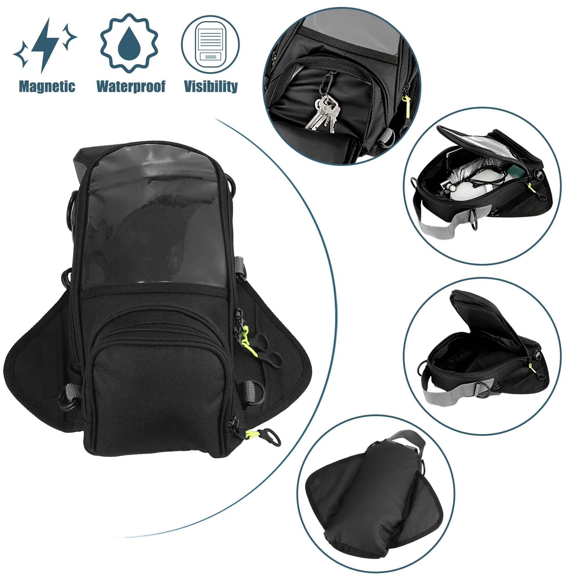 Black Waterproof Magnetic Motorcycle Tank Bag B3591
