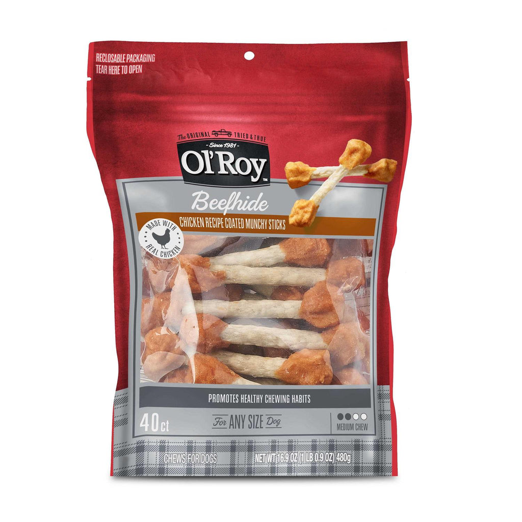 Beefhide Coated Munchy Sticks Chicken Recipe Dry Training Treats for Dog D283