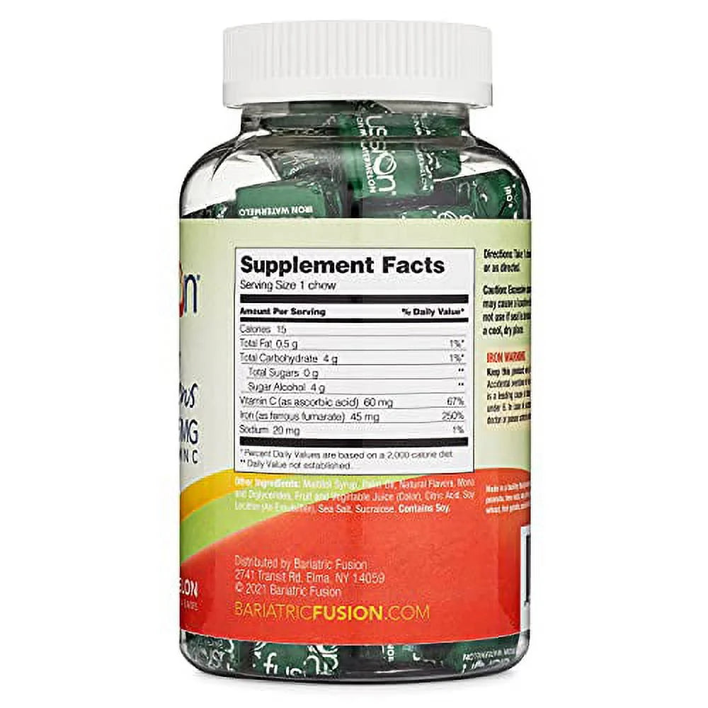 Watermelon Flavored Bariatric Iron Supplement Soft Chew with Vitamin C, 60 Count D9845