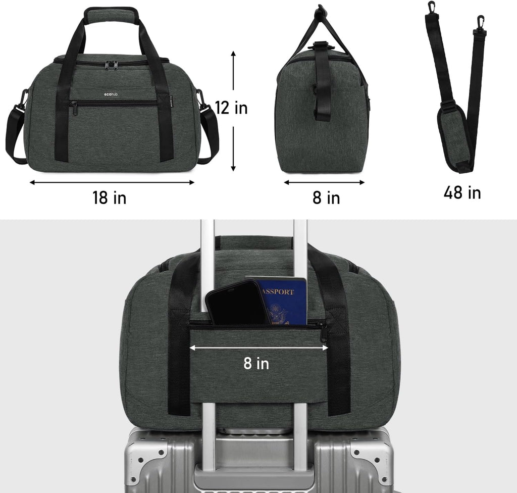 18x14x8 Travel Duffel Bag with Laptop Compartment & Shoe Bag, 30L (Gray) R542966