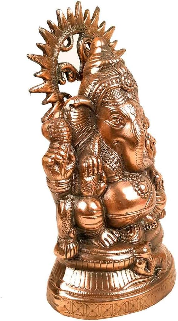 Lord Ganesha Statue Metal 15 Inch Bronze H766