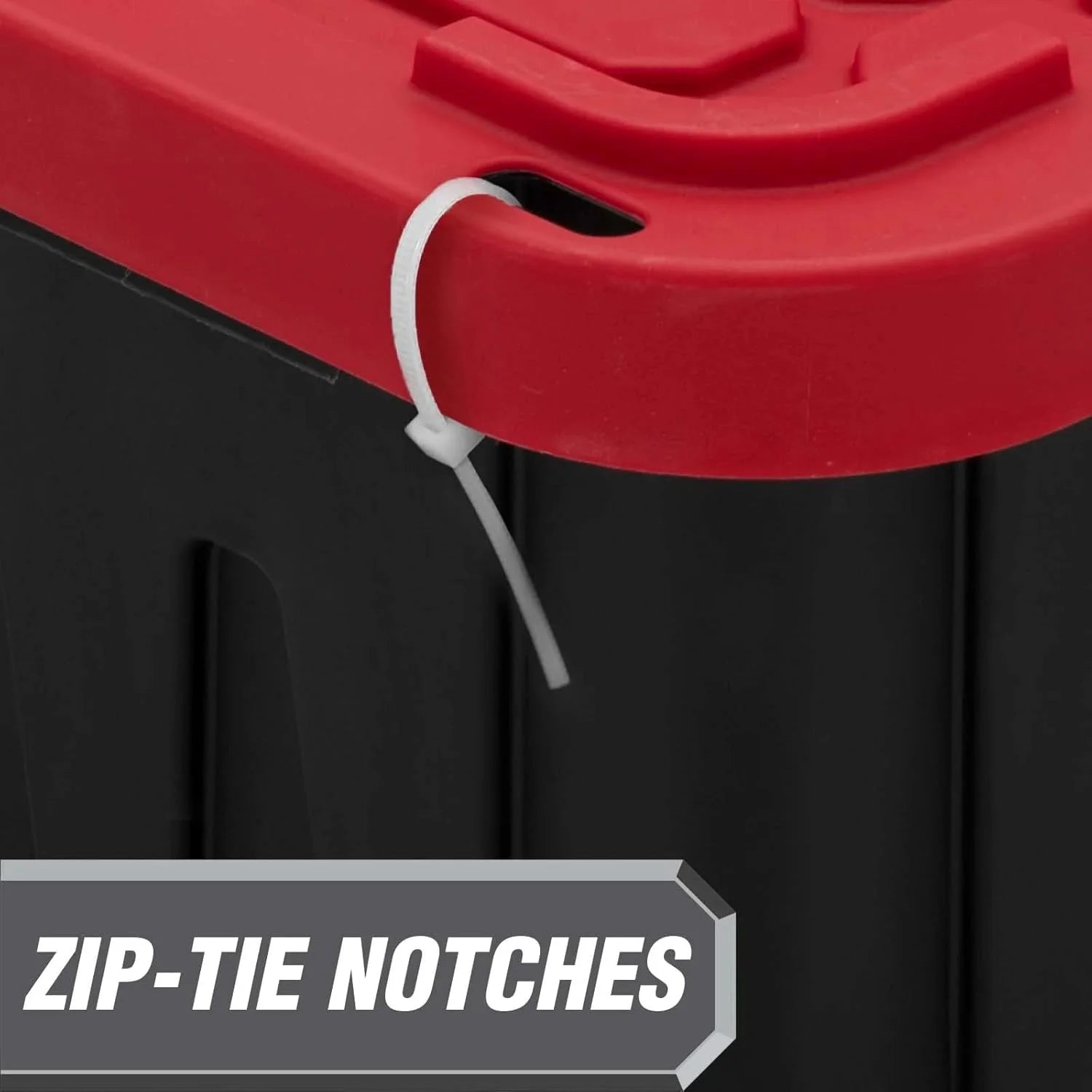 4 Pack 27 Gallon Plastic Storage Container with Snap-On Lid Black and Red Durable Organizer Bin B67149