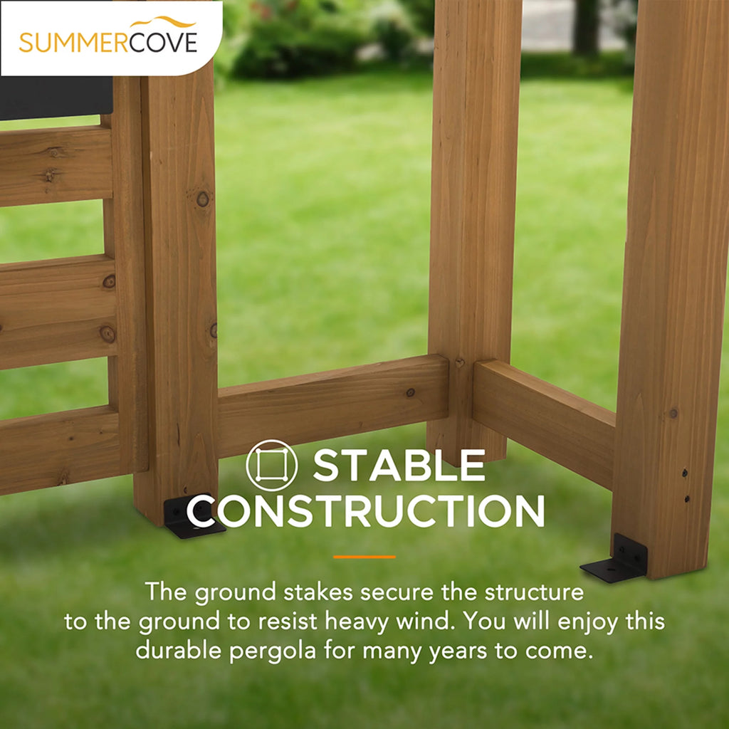 10.5 ft. x 10 ft. Cedar Wood Pergola with Adjustable Hanging Planters G96990