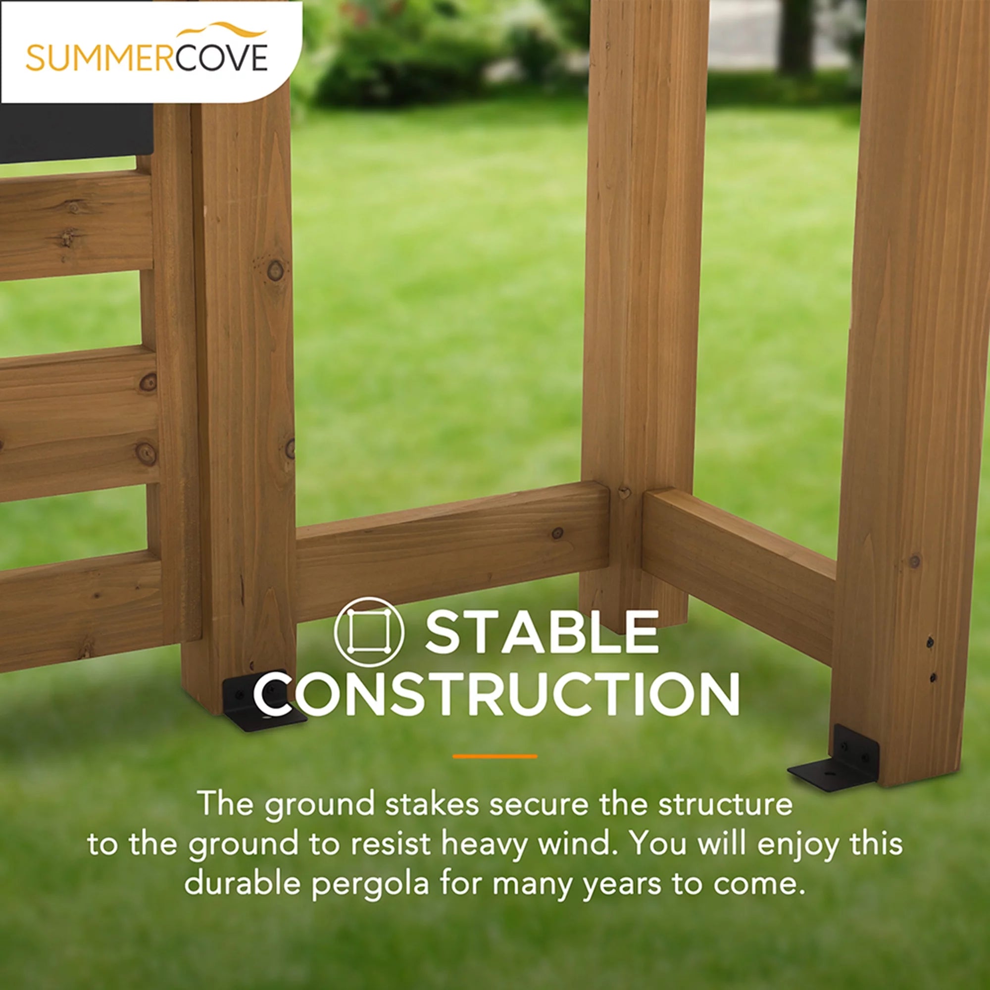 10.5 ft. x 10 ft. Cedar Wood Pergola with Adjustable Hanging Planters G96990