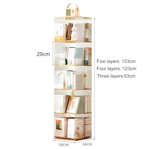 360° Rotating Acrylic Bookshelf Tower, 4layer W526