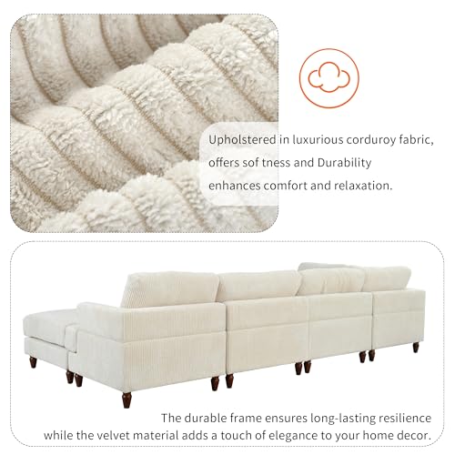 Oversized Modular Sectional Sofa with Movable Ottoman 7 Seater U652