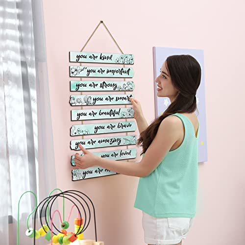 9 Pieces Inspirational Floral Wall Decors Light Purple Wooden Hanging Wall Art H932