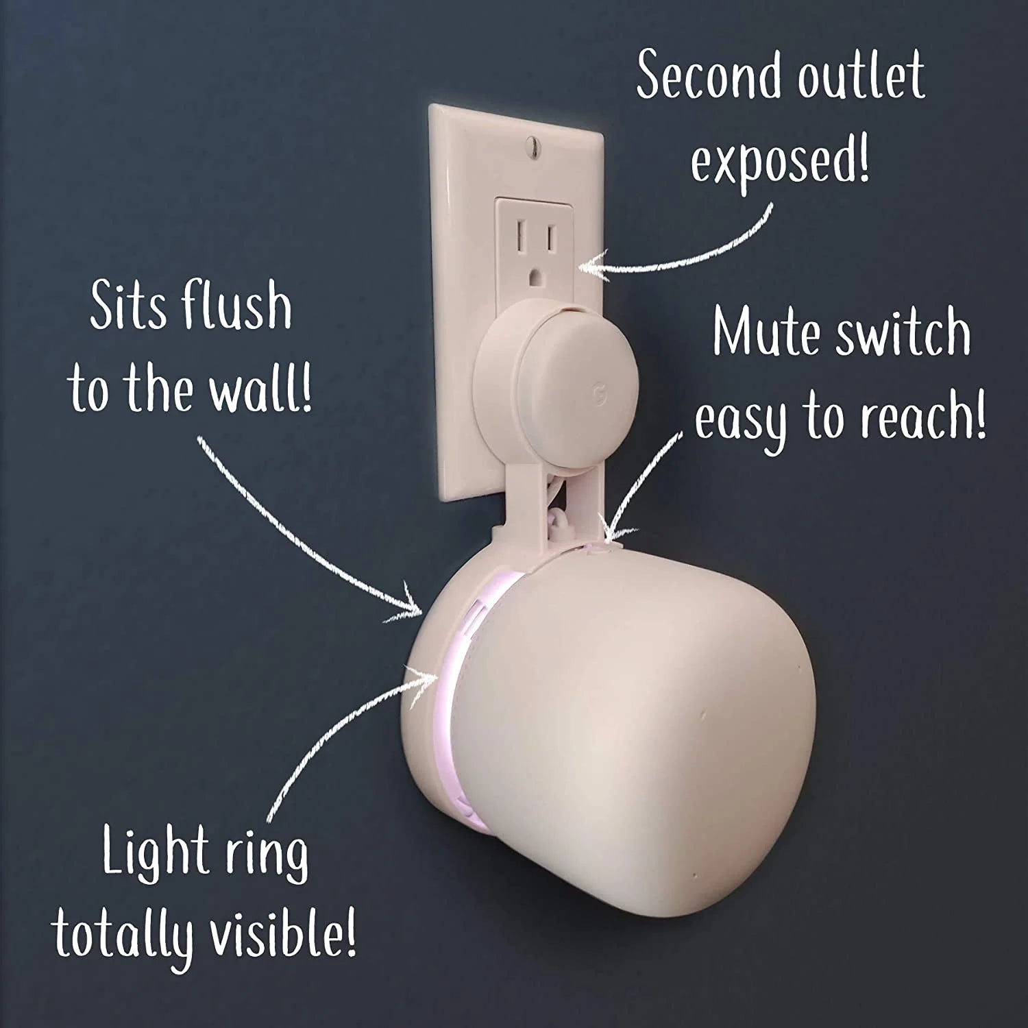 Lowest Profile Outlet Holder Mount for Google Nest WiFi Point R760765