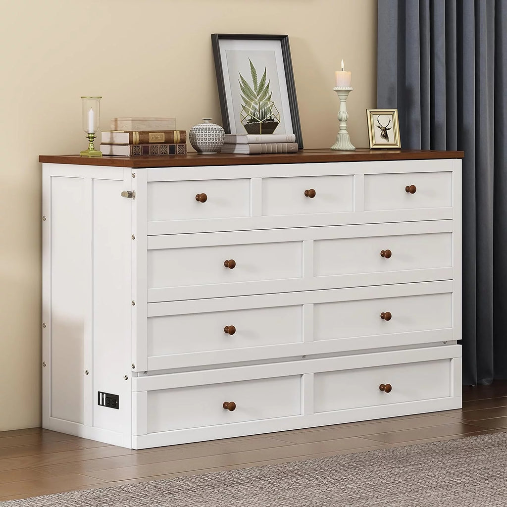 Queen Size Wood Murphy Bed Chest with Storage Drawer F224462