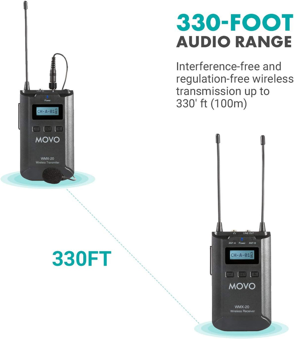 48-Channel UHF Wireless Lavalier Microphone System with 1 Receiver, 1 Transmitter, and 1 Lapel Microphone U472874