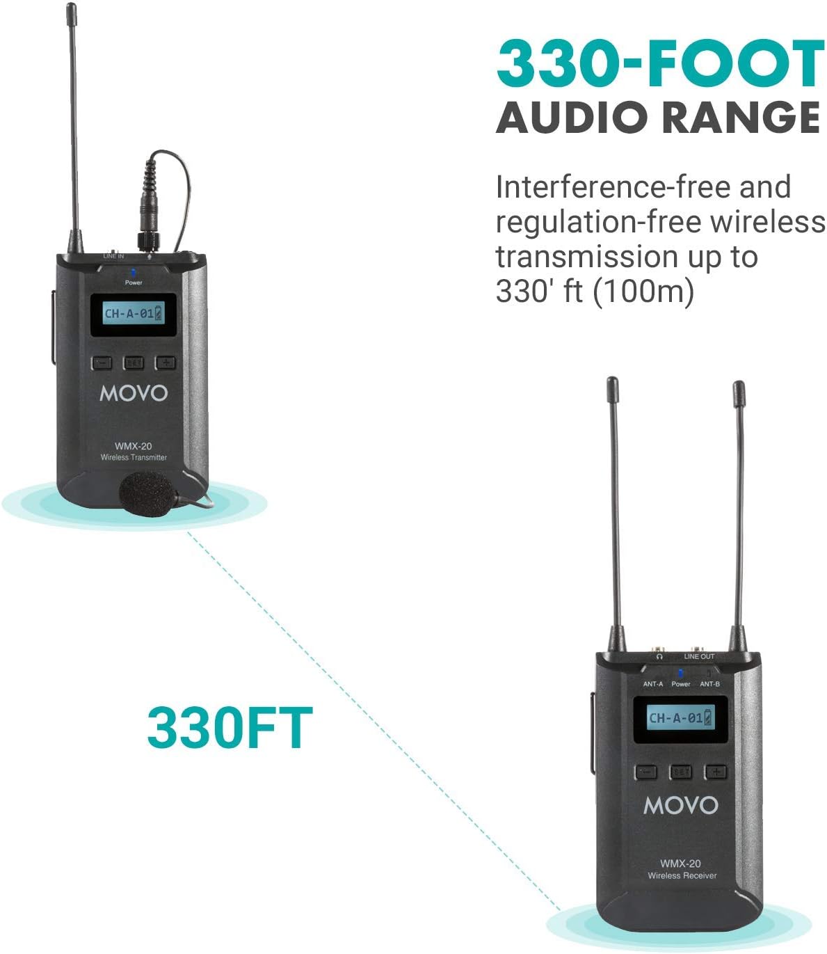 48-Channel UHF Wireless Lavalier Microphone System with 1 Receiver, 1 Transmitter, and 1 Lapel Microphone U472874