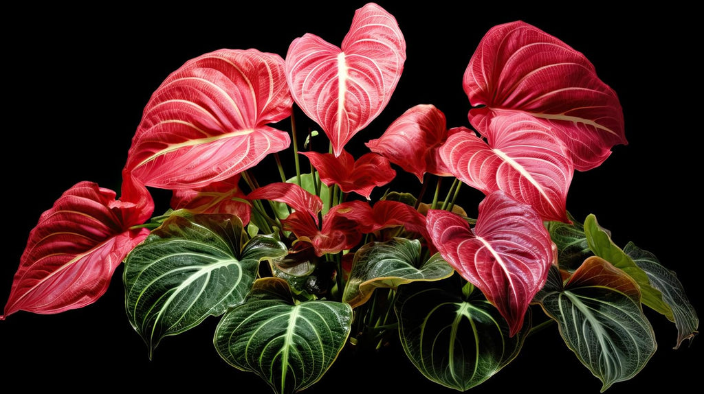 6 Crimson Sky Caladium Bulbs H32956