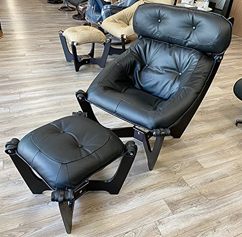 Black Leather Chair and Ottoman Q7791