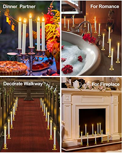 Gold Flameless LED Taper Candles with Remote Controls F145245