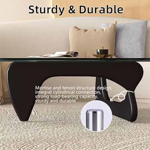 Glass Coffee Table with Solid Wood Base and Clear Glass Top M5105