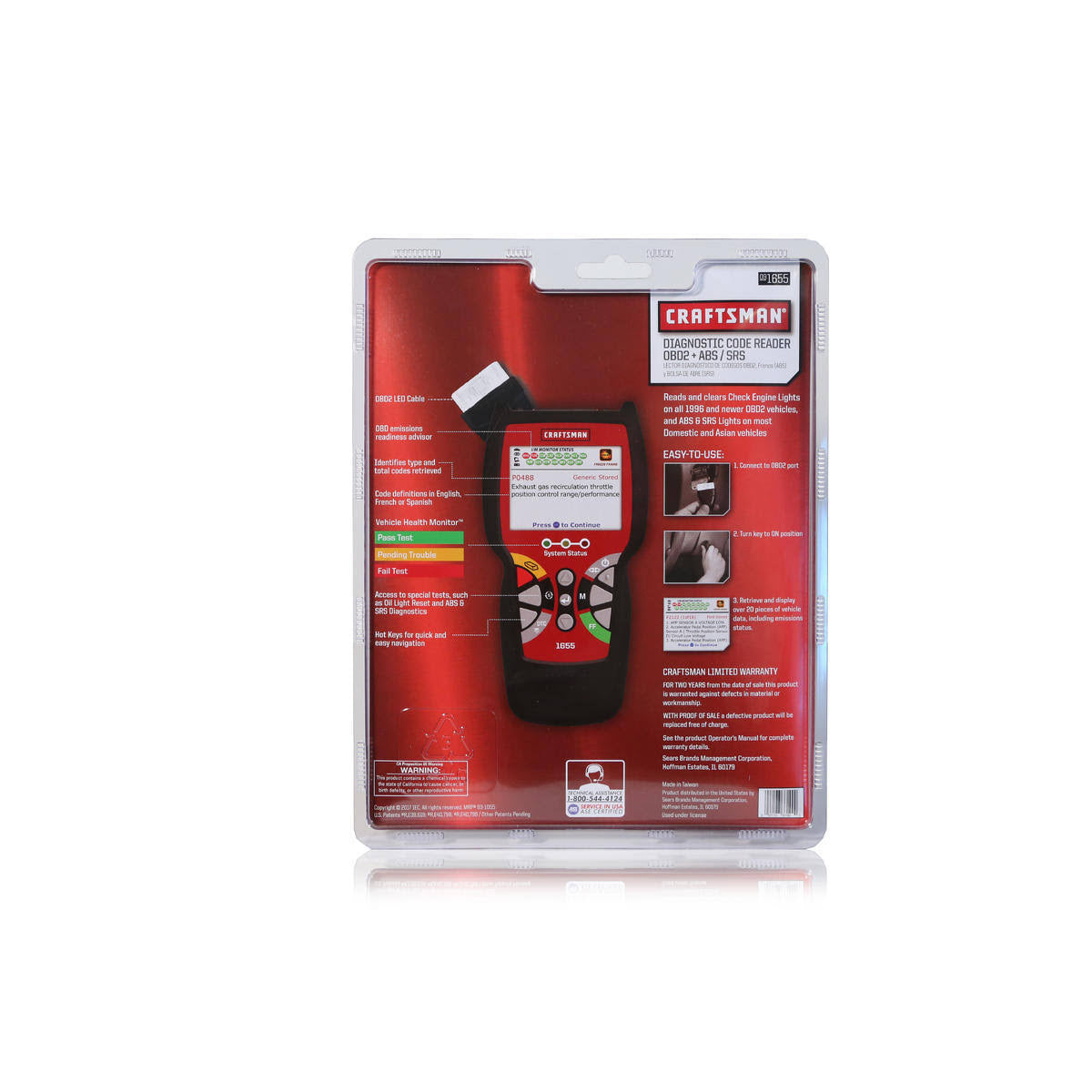 OBD2 ABS Srs Diagnostic Code Reader O760