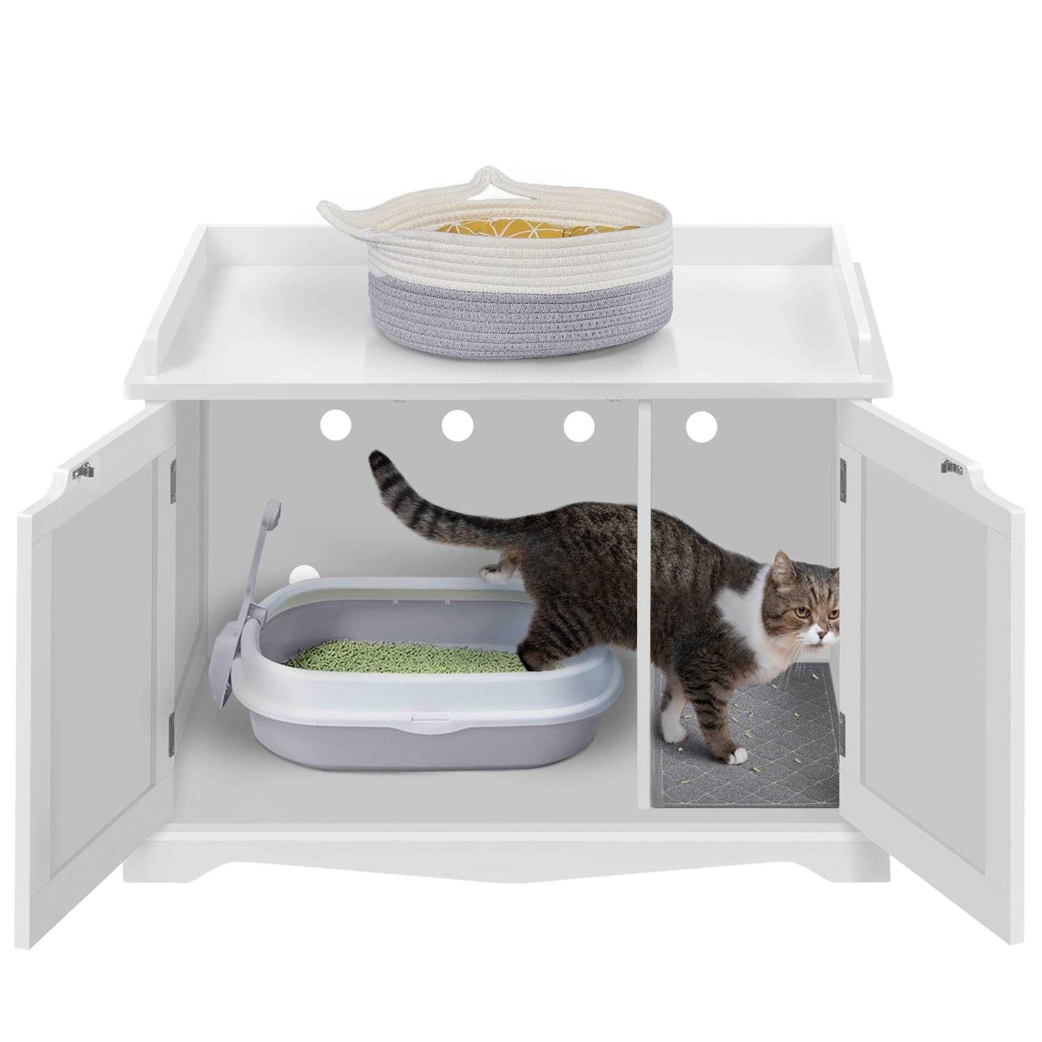 White Decorative Hidden Cat Litter Box Q502664