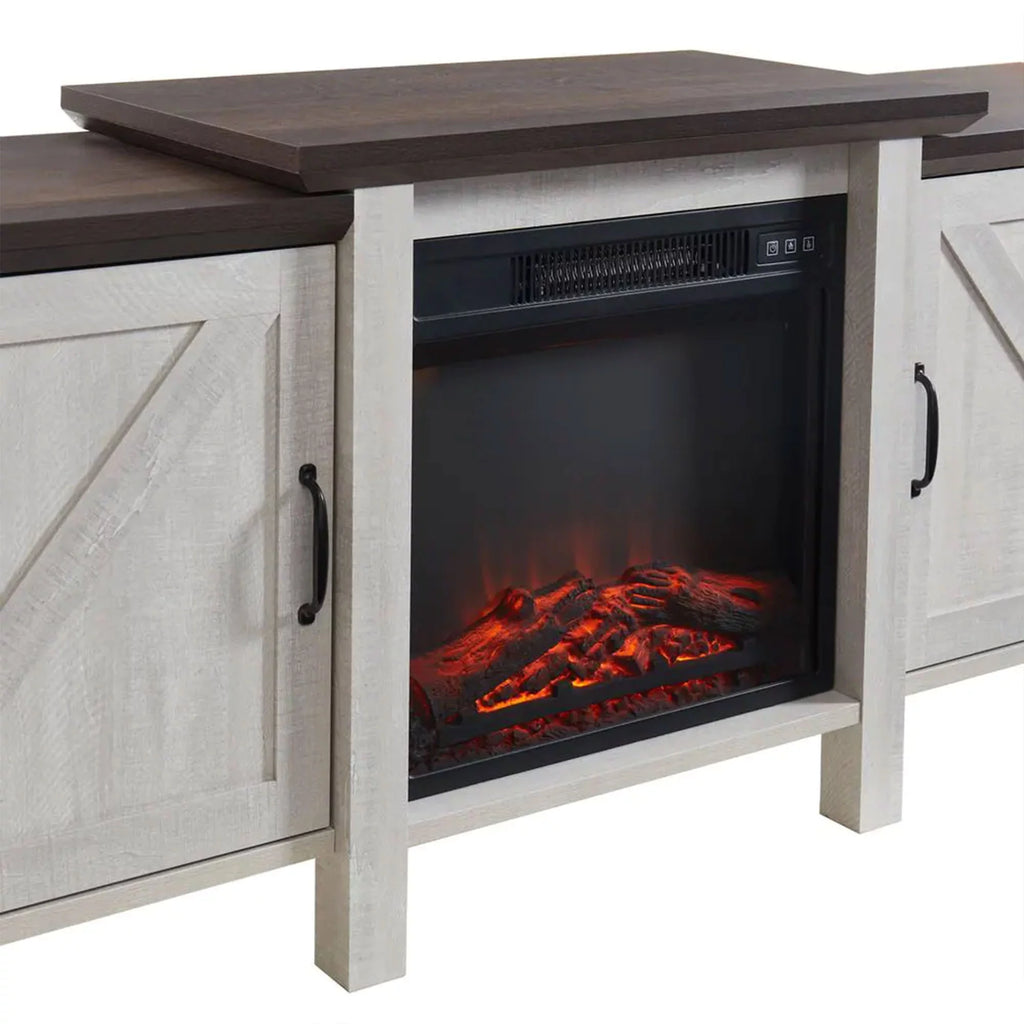Grey Freestanding Wooden Electric Fireplace TV Stand Console K205501