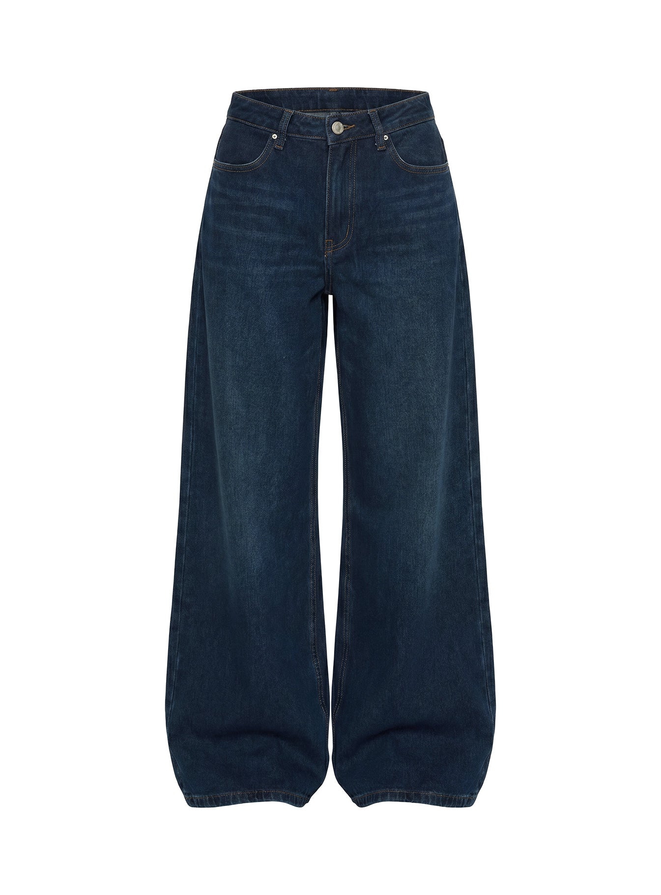 Naylor Mid Rise Wide Leg Jeans Mid Blue Denim